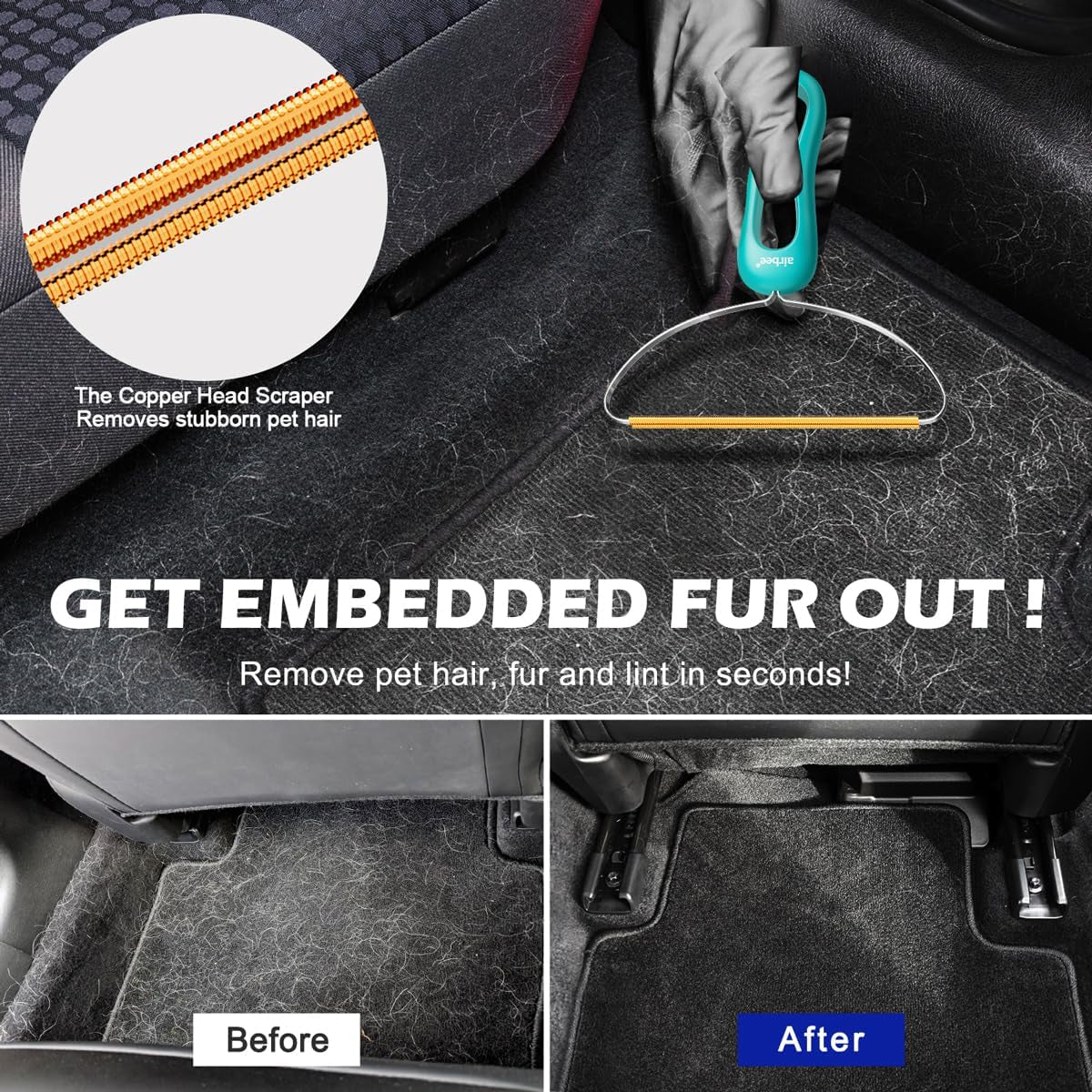 Pet Hair Remover 3-Pack, Reusable Dog & Cat Hair Removal Tools, Lint Shaver